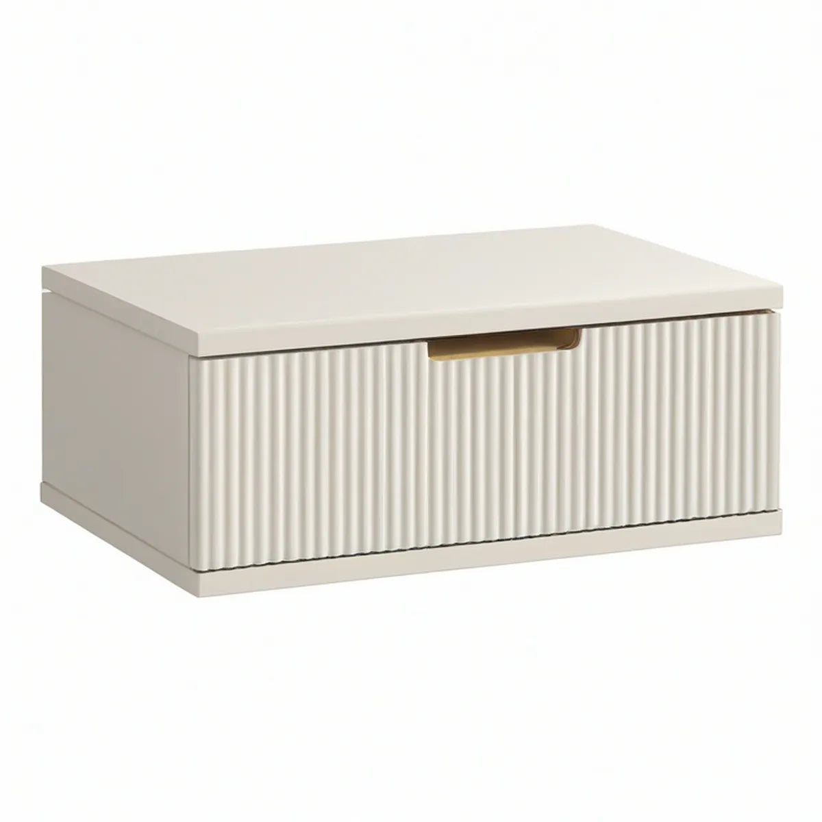 Kremowa szafka nocna z szufladą 50 x 40 x 28 cm z płyty MDF ze złotym uchwytem